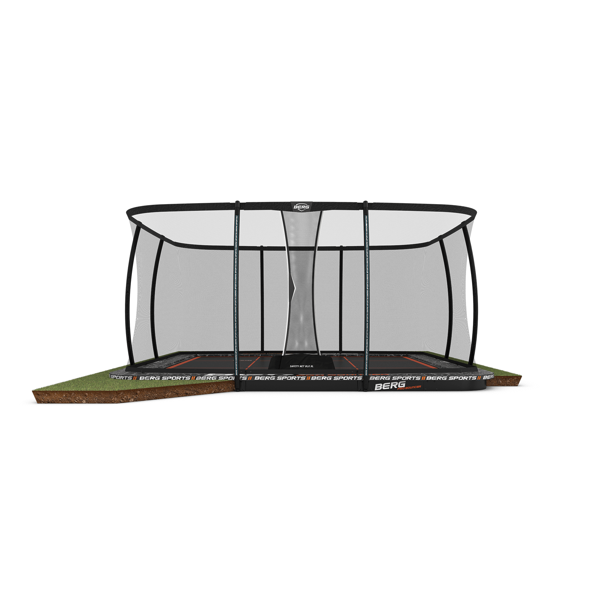 BERG SPORTS Ultim Pro Bouncer FlatGround 5x5 Trampolin + Safety Net XL hos SportGym